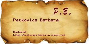 Petkovics Barbara névjegykártya